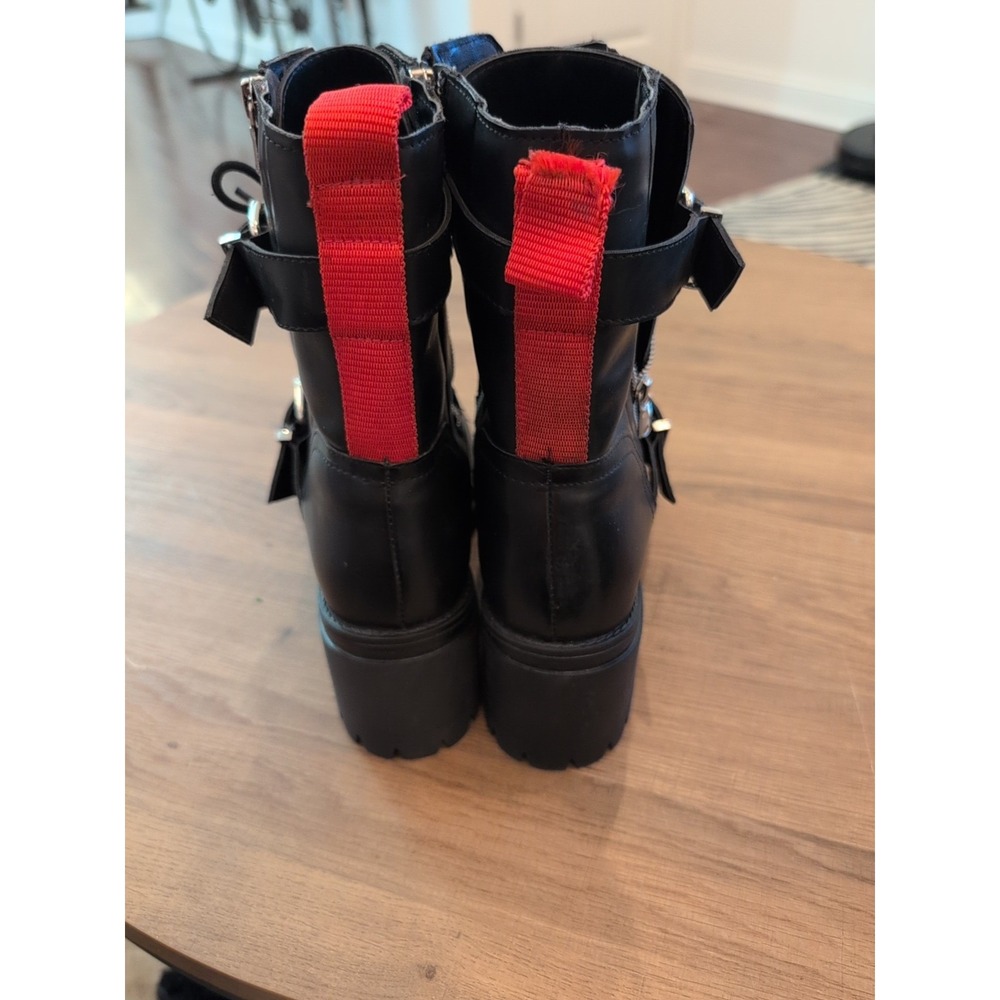 Charles David Black and Red Combat Boots - Picture 4 of 7